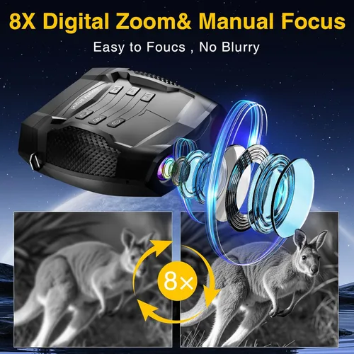 Miniatura 3 de Gafas de visión nocturna 4K 8X con zoom óptico para adultos, 5000 mAh, visión nocturna recargable, infrarrojos, pantalla HD de 3 pulgadas, ideal