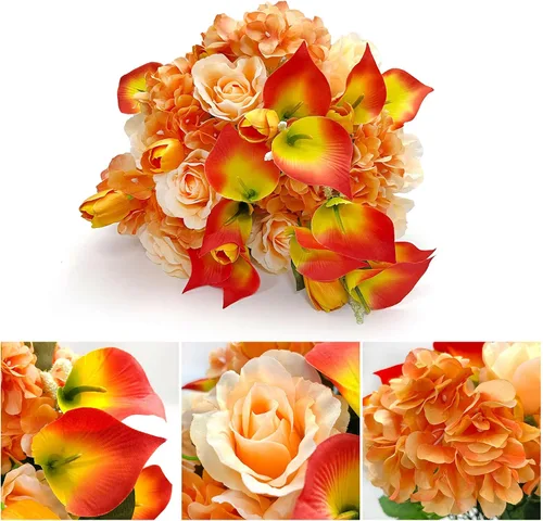 Miniatura 4 de FLOWERIA Silla de Flores para Lápida Flores de Cementerio para Tumba - Tulipanes Artificiales Rosas Flores de Condolencia para Decoración de Sitio