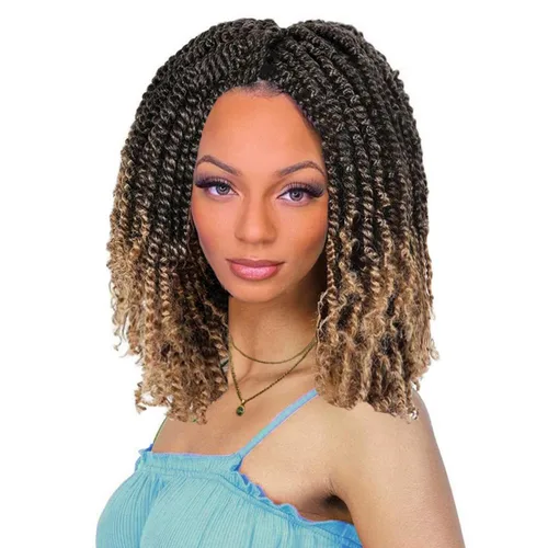 Miniatura 13 de COOKOO 9 paquetes de extensiones de cabello sintético de ganchillo pretrenzado de 6 pulgadas, trenzas mini de pasión preenlazadas, trenzas 1b#