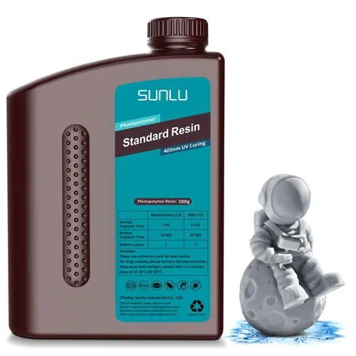 Miniatura 41 de SUNLU Resina para impresora 3D, 1kg de curado rápido, resina estándar 3D para impresoras 3D LCD DLP SLA, curado UV de 395-405nm, resina líquida
