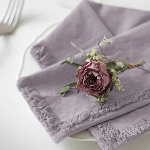 Miniatura 2 de Servilletas de tela hechas a mano 100% de algodón con flecos, delicadas servilletas de tela hechas a mano para cenas, fiestas, bodas y más, 18 x 18