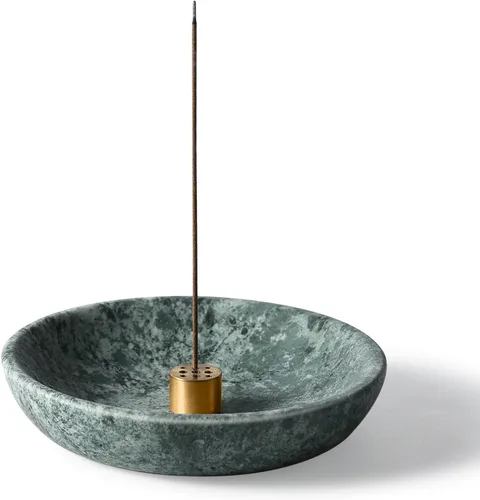 Miniatura 19 de Koville Porta Incienso de Mármol Natural Turco, Porta Inciensos para Varillas, Quemador de Inciensos Robusto con Recolector de Cenizas, Ideal