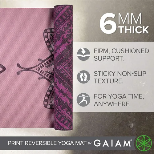 Miniatura 3 de Gaiam tapete de yoga prémium, estampado, extra grueso y antideslizante, de 15/64 pulgadas, para todo tipo de yoga, de pilates y de ejercicios