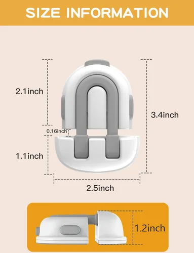 Miniatura 6 de Paquete de 2 cerraduras de gabinete a prueba de bebés, cerradura de gabinete para adultos, [nueva estructura] producto de seguridad para bebés