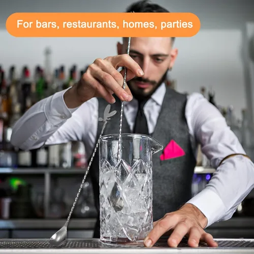 Miniatura 5 de uxcell Cuchara de bar para mezclar cóctel, 1 cuchara agitadora de acero inoxidable de 12 pulgadas de mango largo con patrón en espiral para café