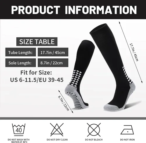 Miniatura 2 de 3 pares de calcetines de fútbol de agarre para hombre, acolchados, antideslizantes, para fútbol, baloncesto, deportes, hasta la rodilla, calcetines