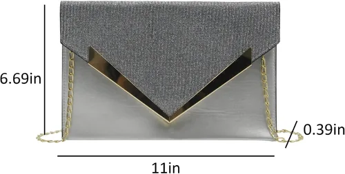 Miniatura 7 de Caviotess Women Shiny Sequin Envelope Clutch Purse Elegant Evening Bag Shoulder Handbag with Chain Strap