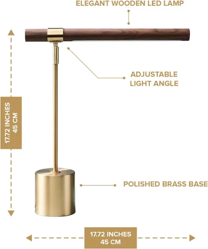 Miniatura 2 de Lámpara de Mesa Moderna Banker Slim - Luz de Escritorio LED - Lámpara de Madera y Latón - Lámpara de Mesa Ajustable - Lámpara de Escritorio de Siglo
