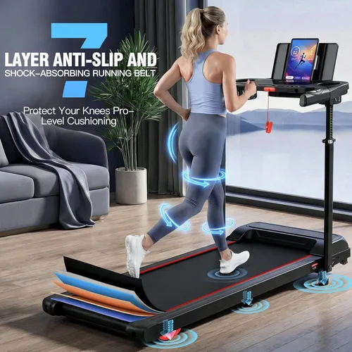 Miniatura 7 de ANCHEER - Cinta de correr con inclinación del 15% y tapete para caminar con estación de trabajo y escritorio ajustable, portátil para el hogar