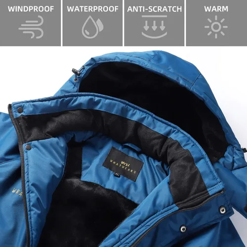 Miniatura 7 de WHATWEARS Men's Winter Coats Waterproof Ski Jacket for Men Snow Coat Windproof Mountain Jackets with Hooded