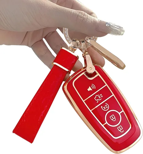 Funda para llavero. Dos materiales diferentes accesorios llavero 5 colores TPU cubierta clave para Ford 4/5 botones clave