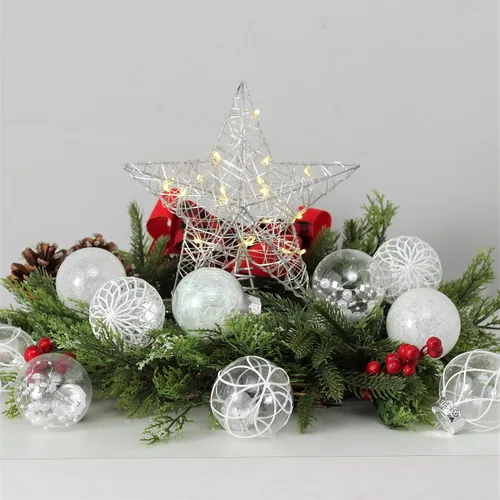 Miniatura 4 de Adornos de bola de Navidad transparentes, 30 unidades de 2.36 pulgadas, bolas de adorno de Navidad blancas para árbol de Navidad con delicado Blanco