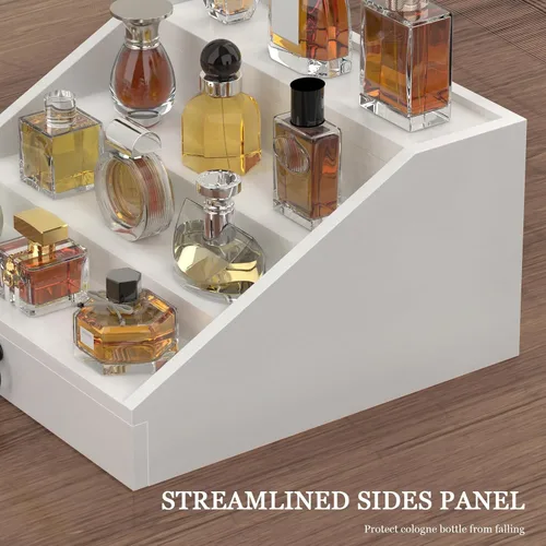 Miniatura 4 de upcessory Organizador de Colonia de Madera para Hombres Estante Mejorado de Colonia de 4 Niveles Organizador de Perfumes con Cajón Forrado