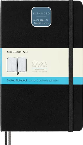 Moleskine Cuaderno clásico expandido, tapa dura, grande (5 x 8.25 pulgadas), punteado, negro, 400 páginas
