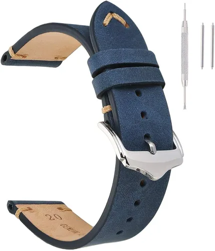 EACHE - Correas de cuero unisex para reloj, diseño vintage de caballo loco, cera de aceite, gamuza y curtido vegetal, correas de repuesto de 18 mm,