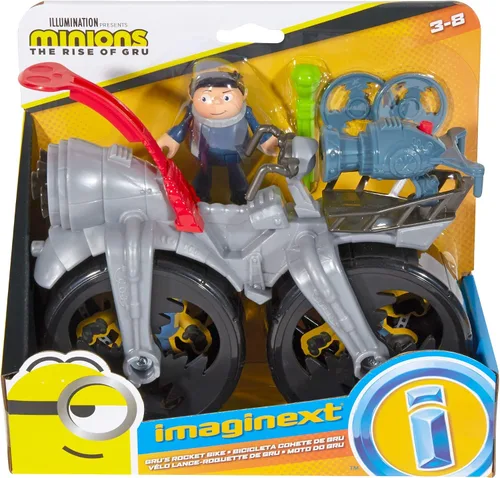 Miniatura 5 de Fisher-Price Imaginext Minions Gru's Rocket Bike, figura de personaje y juguete de empuje para niños preescolares de 3 a 8 años
