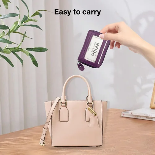 Miniatura 21 de Tarjetero RFID de bolsillo con ventana para ID, piel genuina, S, Negro