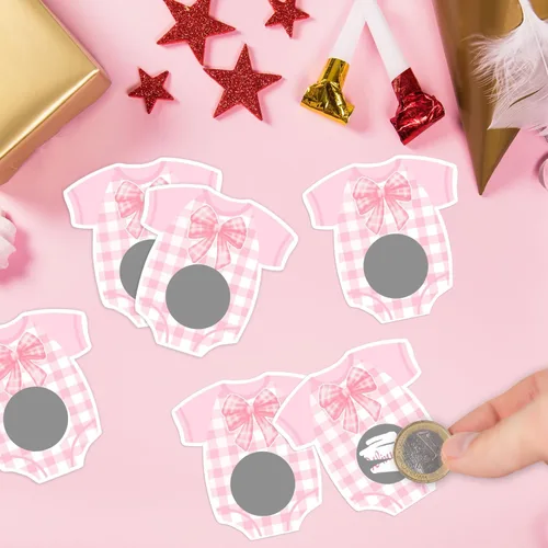 Miniatura 4 de Decoraciones de baby shower con lazo rosa, 30 piezas de lazo rosa para baby shower para niñas de juego, actividad tonta para rompehielos, premios