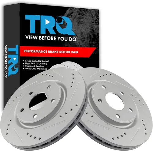 Miniatura 357 de TRQ Juego de rotores de freno de rendimiento trasero con revestimiento G premium compatible con Mazda 6 2014-2021