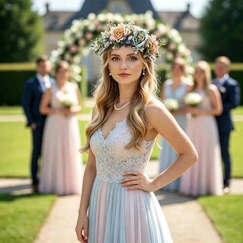 Miniatura 6 de Corona de flores de rosas para novia, diadema floral para el cabello, diadema de flores, halo bohemio con cinta, boda, fiesta, festival, fotos