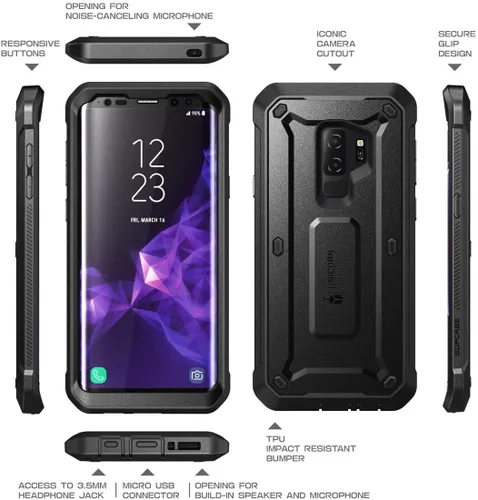 Miniatura 7 de SUPCASE Unicorn Beetle Pro Series - Funda diseñada para Samsung Galaxy S9+ Plus, con protector de pantalla integrado, funda resistente de cuerpo