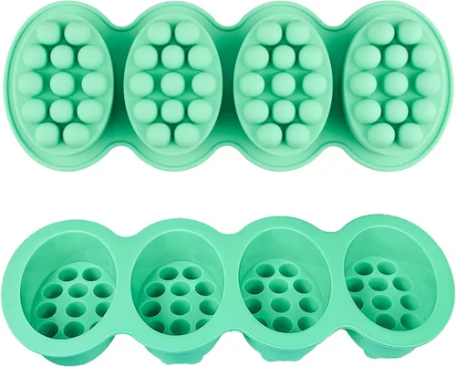 Miniatura 9 de Molde de silicona para jabón, molde ovalado de 4 cavidades, molde de jabón para masaje, galletas, chocolate, pastel, bandeja para manualidades Gris