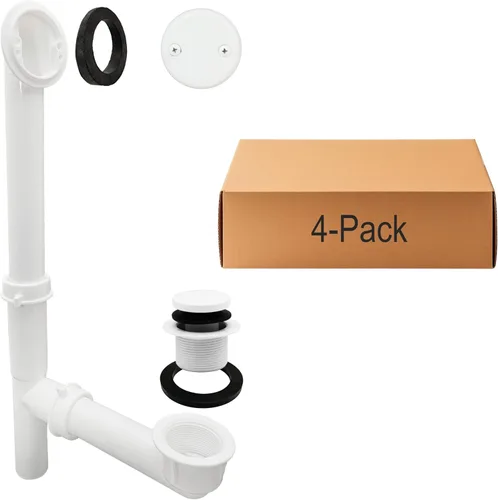 Miniatura 20 de Westbrass 593244-26 Kit de drenaje de residuos de baño con punta tubular blanca de 1-1/2 pulgadas, cromo pulido