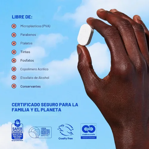 Miniatura 7 de BLUELAND - Tabletas de detergente para lavavajillas 100% libres de plástico, 60 unidades, libres y transparentes, ecológicas, cortan la grasa y se