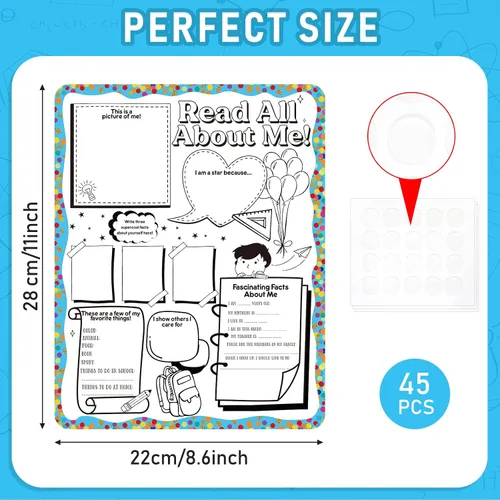 Miniatura 2 de 45 pósteres con texto en inglés "Happy 100th Day", póster de "All About Me", para estudiantes de estrella de bricolaje, suministros de póster sin