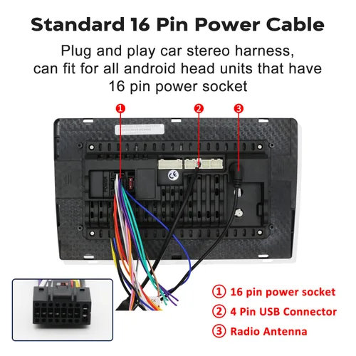 Miniatura 4 de Arnés de cableado de radio estéreo para coche para radio de Toyota de 2012 y posteriores. Adaptador de cable de radio con soporte para antena