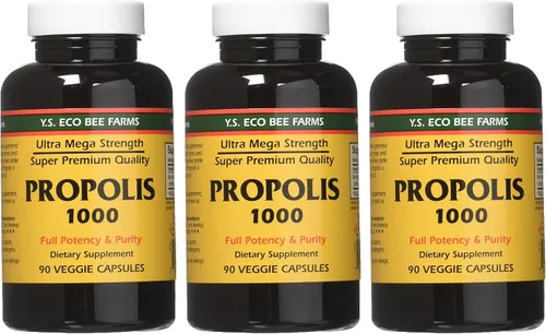 Miniatura 3 de Granjas de abeja orgánica de Y.S. propóleos crudos sin procesar 0,035 oz 90 cápsulas, 1