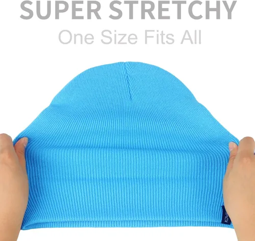 Miniatura 37 de Gorros de lana para mujeres y hombres, unisex, de punto suave, con puños, diseño de calavera, elástico, color sólido, sombreros de invierno