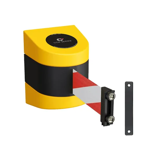 Miniatura 9 de Barrera retráctil de montaje magnético en pared de la serie CCW de Crowd Control Warehouse - WMB-220 - 15 pies, cinturón diagonal negro y naranja
