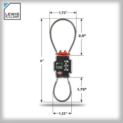 Miniatura 2 de Cerradura de seguridad triple Lewis N Clark, Negro -, Compacto