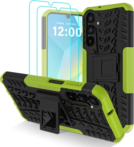 Miniatura 10 de para Samsung Galaxy A15 5G Funda con protector de pantalla de 2 paquetes, grado militar a prueba de golpes, cubierta acolchada resistente con Negro