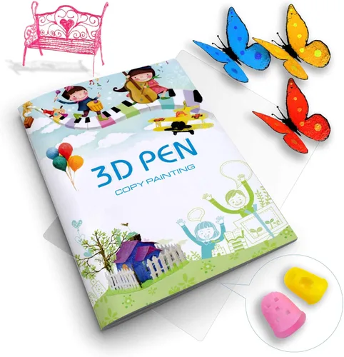 Miniatura 7 de Libro de Dibujo para Impresora 3D, Plantilla de Papel Grueso Colorida Reutilizable con 40 Patrones y Placa Transparente, Plantilla de Graffiti