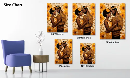 Miniatura 14 de Arte de pared afroamericano, decoración de rey y reina bailarín negro para sala de estar, arte de pareja de amor negro para dormitorio, lienzo