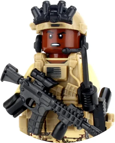 Miniatura 3 de Battle Brick Minifigura personalizada de soldado de las fuerzas especiales afroamericanas Accesorios fabricados en los Estados Unidos Minifig