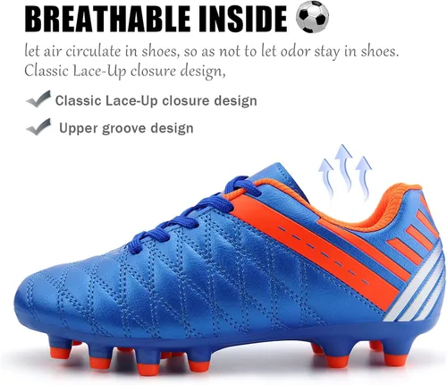 Miniatura 4 de brooman Tacos de fútbol atléticos para niños y niñas, zapatos de fútbol para exteriores