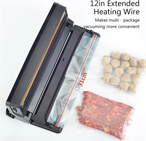 Miniatura 2 de Sellador al vacío compacto, sellador de alimentos portátil con cortador integrado, sello de un botón, sellador al vacío para ingredientes