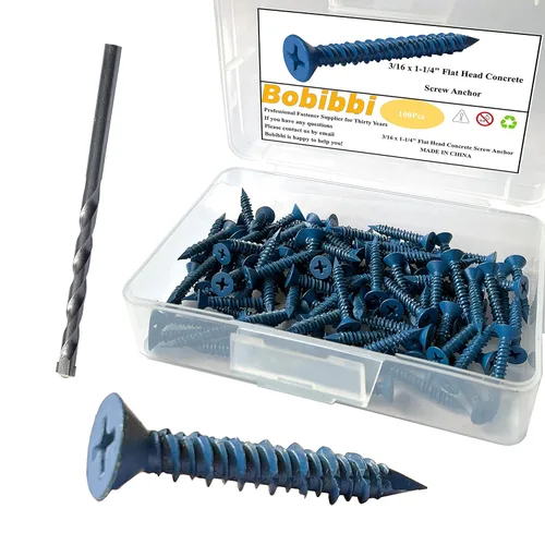 Miniatura 24 de Anclaje de tornillo de hormigón de cabeza hexagonal de 1/4 x 1-1/4 pulgadas, para anclar a mampostería, bloque o ladrillo (100 unidades)