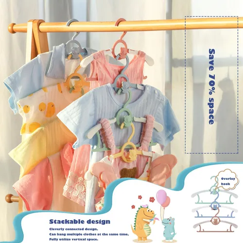 Miniatura 3 de JSF Perchas ajustables para bebés, 20 piezas de ganchos para guarderías, antideslizantes, extensibles, ideales para ropa de recién nacidos