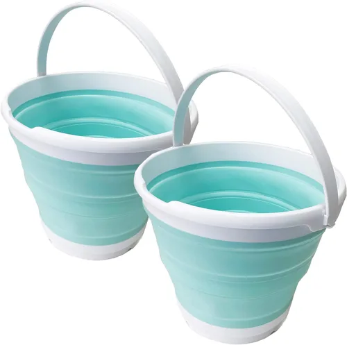Miniatura 19 de SAMMART Cubo de plástico plegable de 10 L (2.6 galones), bañera redonda plegable, cubo de agua portátil para pesca, bote de agua para exteriores