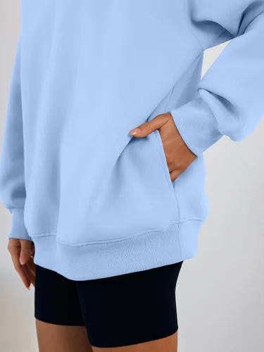 Miniatura 5 de Trendy Queen Sudaderas con capucha de gran tamaño para mujer, cómodas sudaderas de otoño a la moda 2025, trajes casuales de forro polar con bolsillos