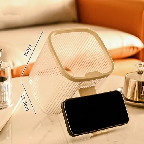 Miniatura 4 de VALINK Basurero transparente, papelera de acrílico transparente con soporte, estuche de almacenamiento multiusos para dormitorio, hogar, oficina