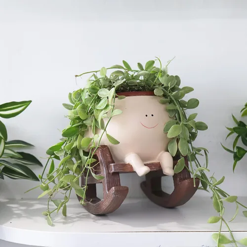 Camotank Macetas con cara sonriente en forma de silla mecedora, macetas con flores para plantas, suculentas divertidas, plantas vivas, bonitas
