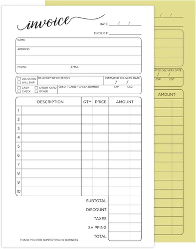 Miniatura 2 de Stylish Script - Bloc de formulario de factura sin carbono de 2 partes, 50 hojas, 3.4 x 5.5 pulgadas, libro de recibos de venta de pedidos de compra