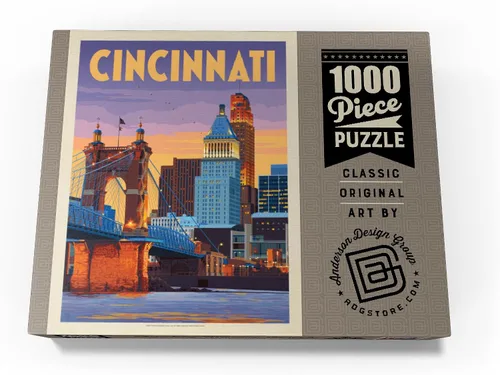 Miniatura 4 de MyPuzzle Cincinnati, OH: Riverfront, póster vintage, rompecabezas premium de 1000 piezas para adultos
