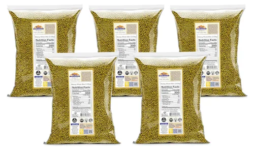 Miniatura 7 de Rani Moong entero (ideal para cocinar y germinar, frijoles enteros con piel) Lentejas indias de 8 libras (128 onzas), paquete de 5 (total 40 libras)