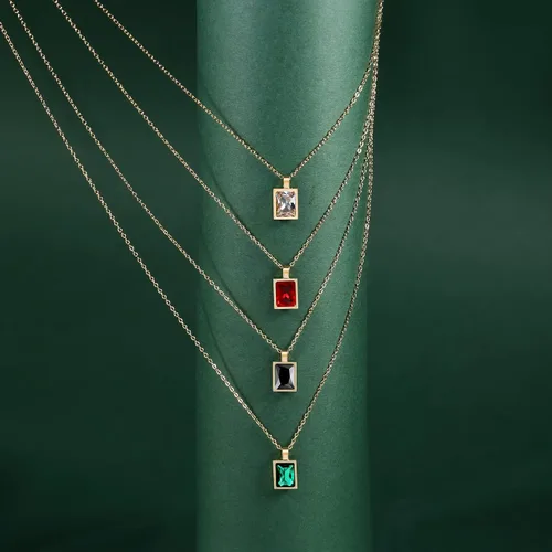 Miniatura 6 de Badu Collar de lágrima creada en oro de 18 quilates de 0.39 x 0.394 pulgadas para mujer, joyería de circonita cúbica solitaria, día de la madre